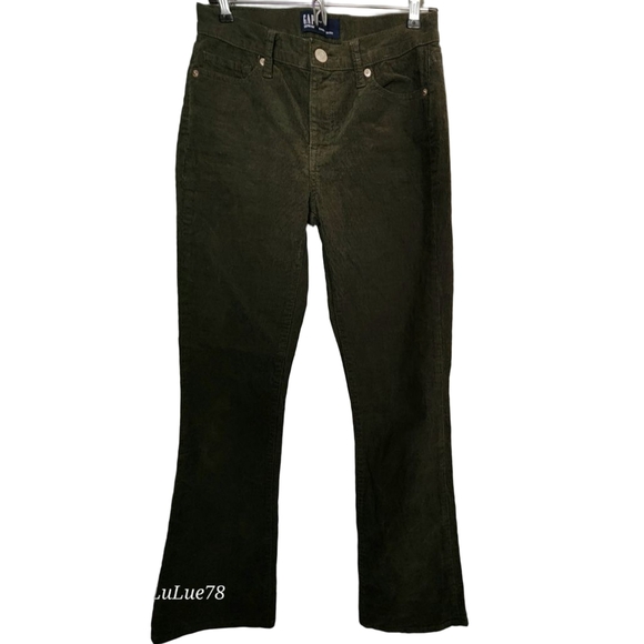 Women's Gap Corduroy Pants Size 0/26R Green Baby Boot - Picture 1 of 12